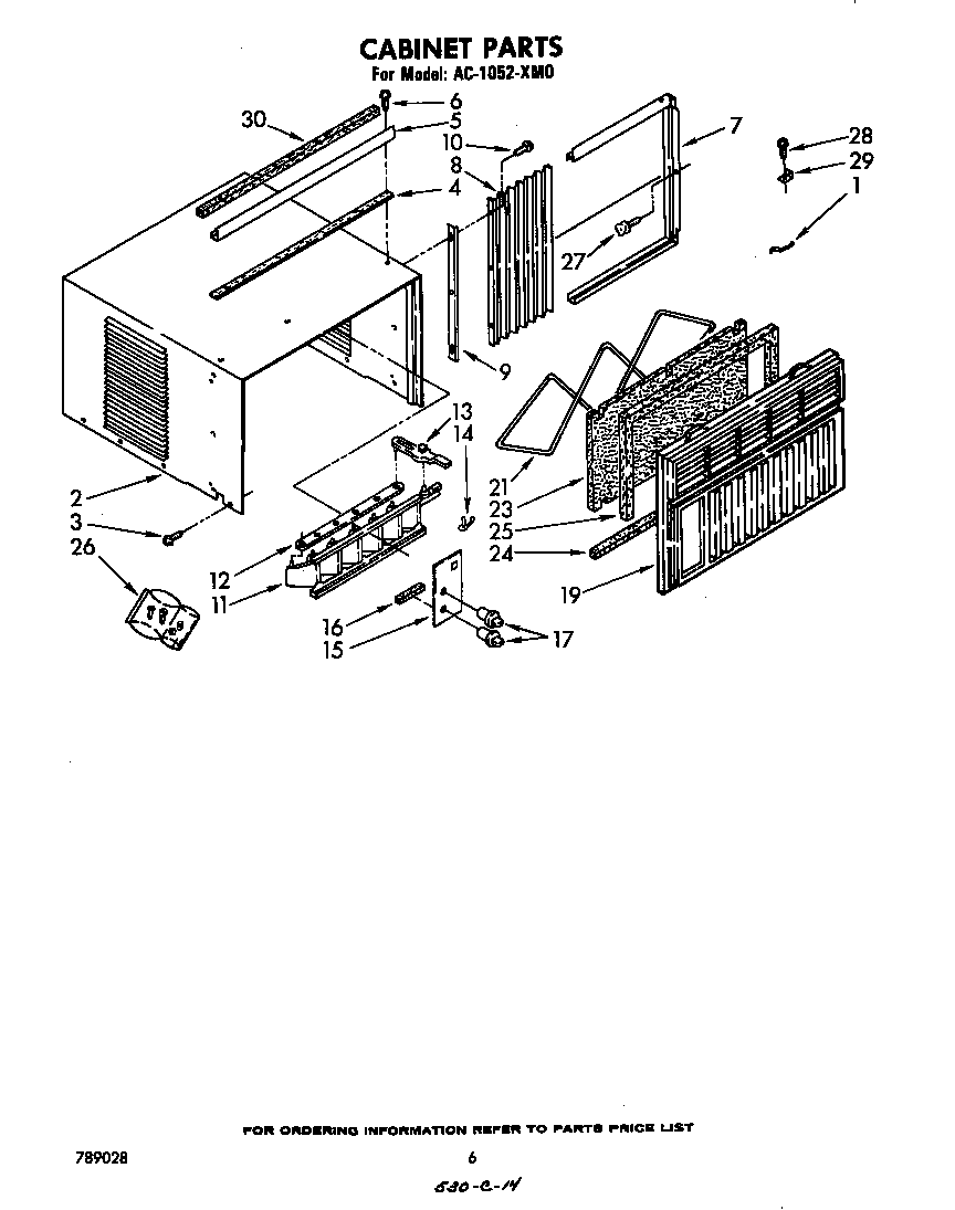 Whirlpool AC1052XM0 cabinet parts diagram