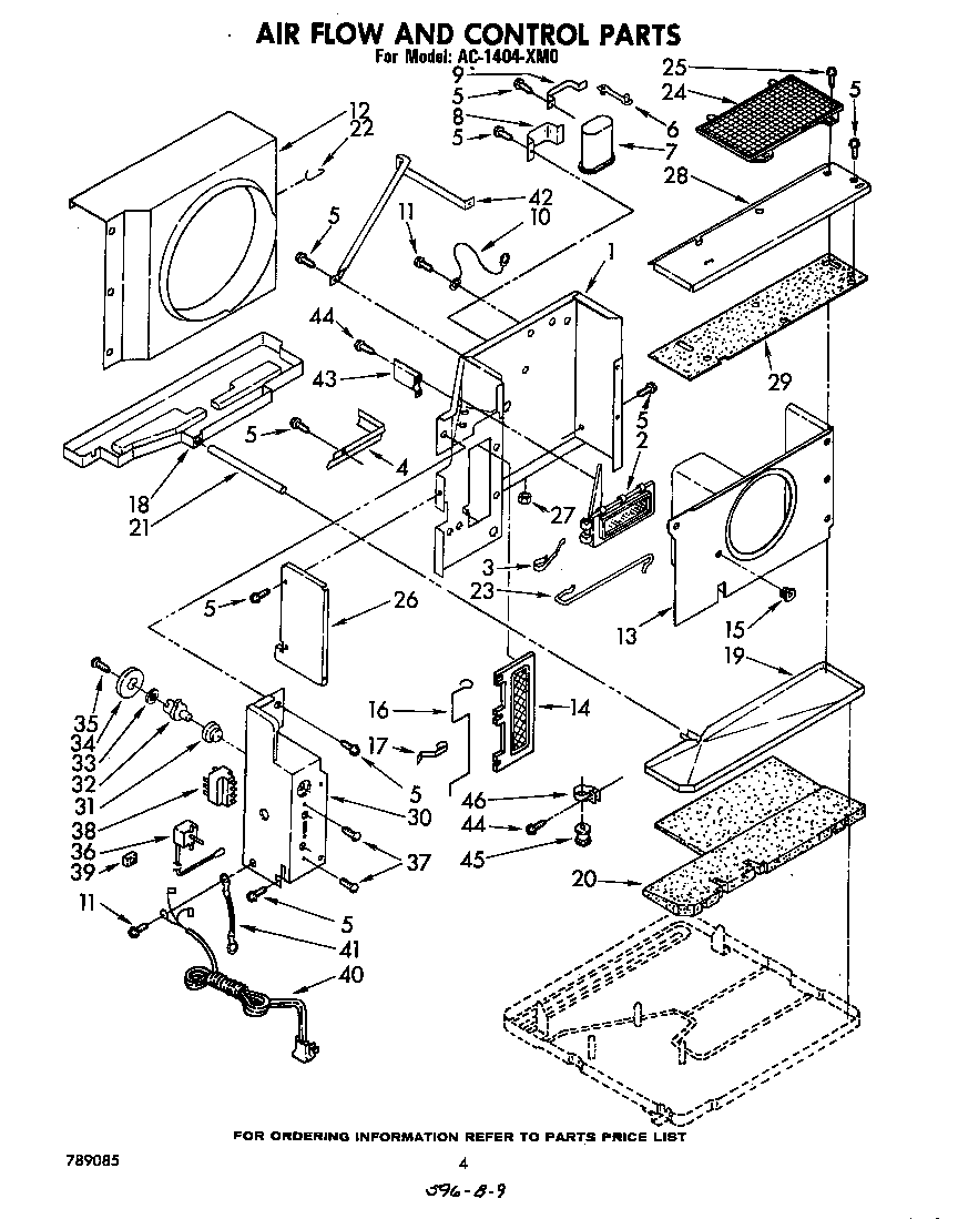 Whirlpool AC1404XM0 air flow and control diagram