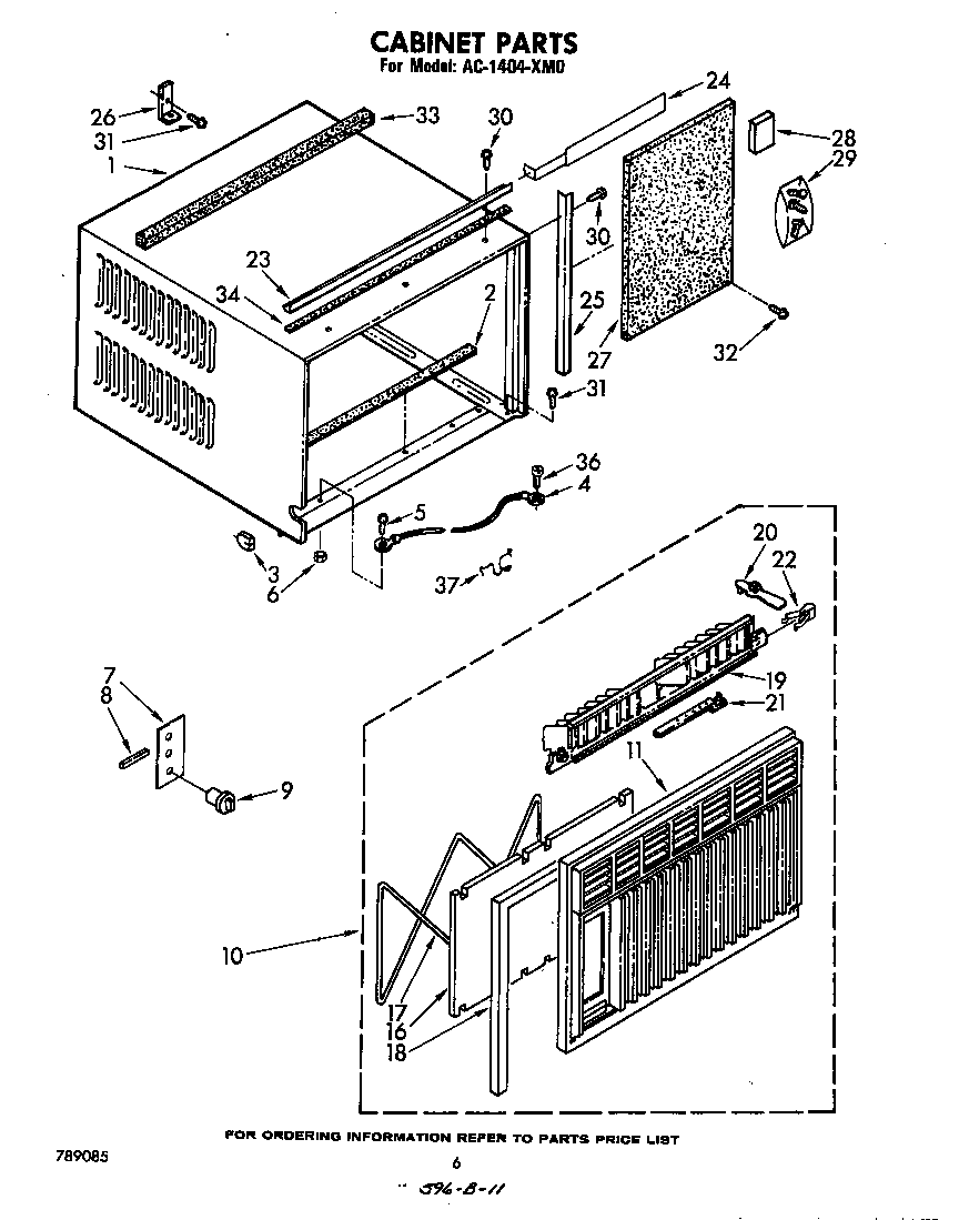 Whirlpool AC1404XM0 cabinet diagram