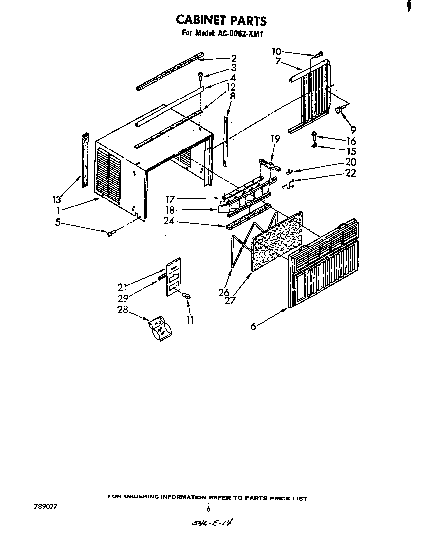 Whirlpool AC0062XM1 cabinet parts diagram