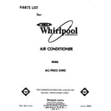 Whirlpool ACP802XM0 front cover diagram