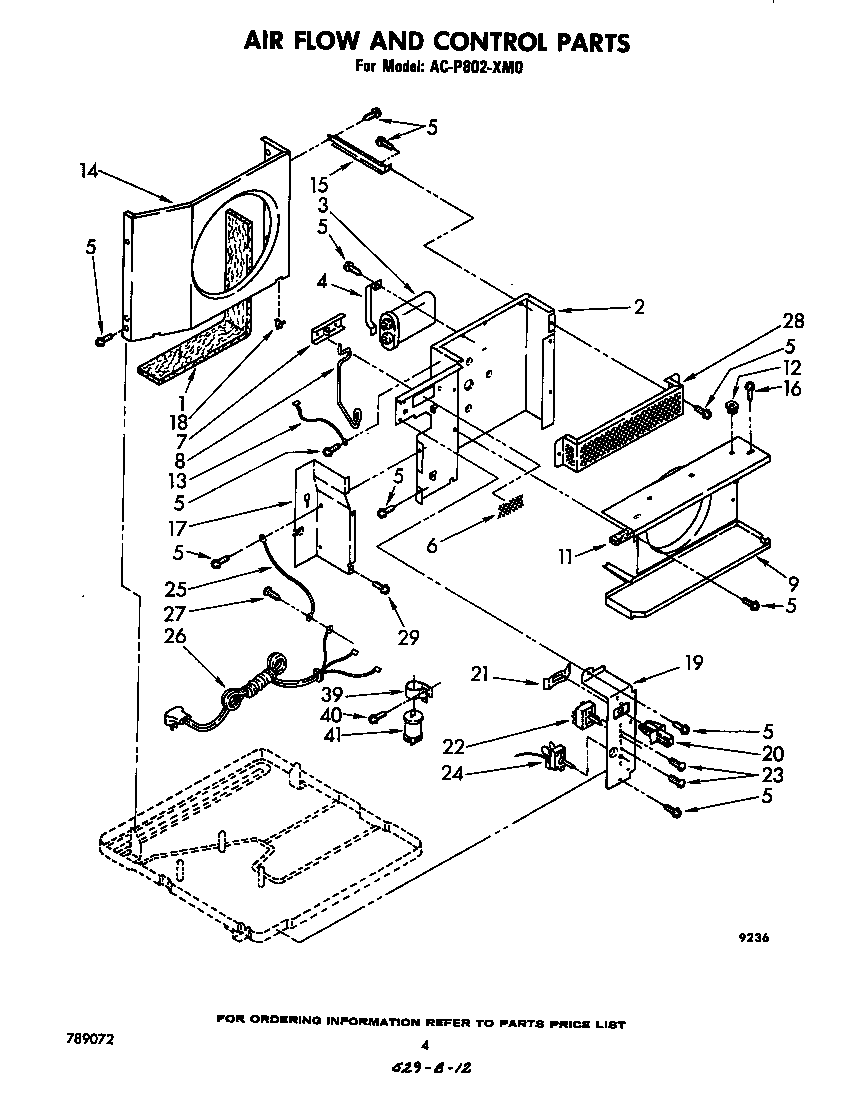 Whirlpool ACP802XM0 air flow and control parts diagram