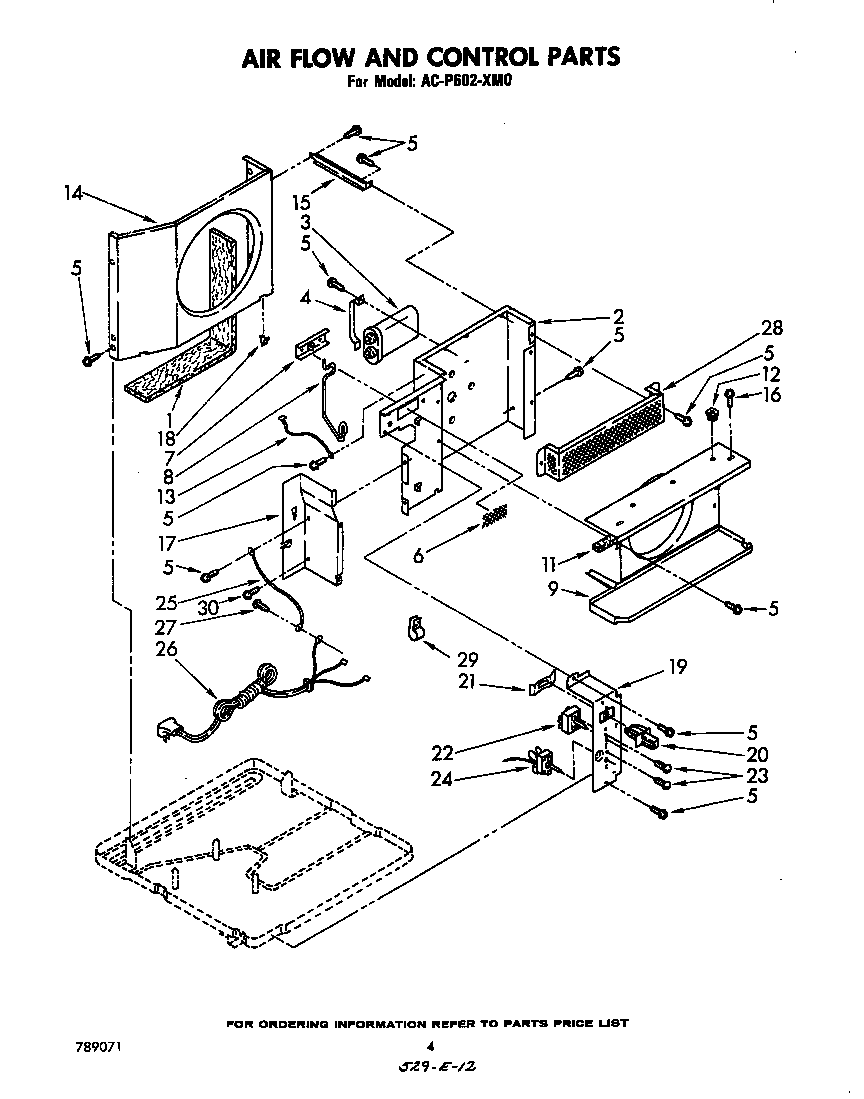 Whirlpool ACP602XM0 air flow and control parts diagram