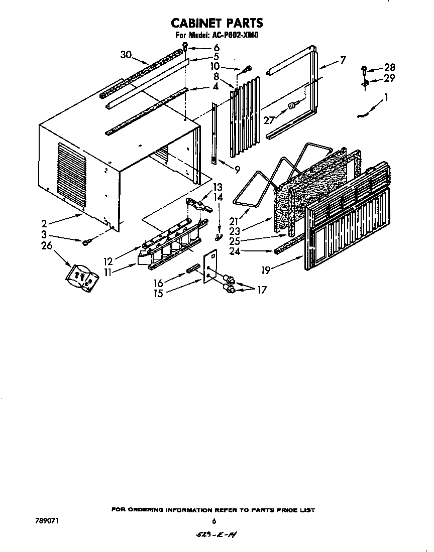 Whirlpool ACP602XM0 cabinet parts diagram
