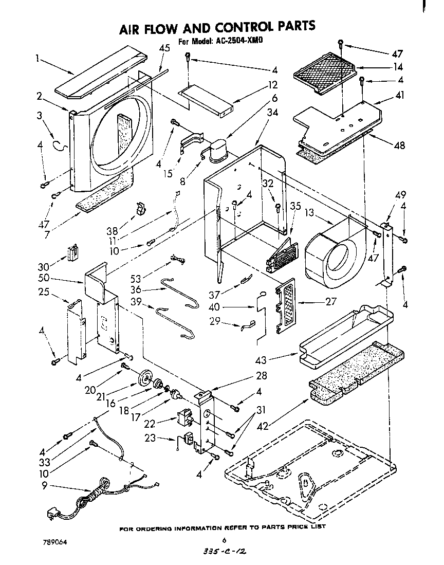 Whirlpool AC2504XM0 air flow and control diagram