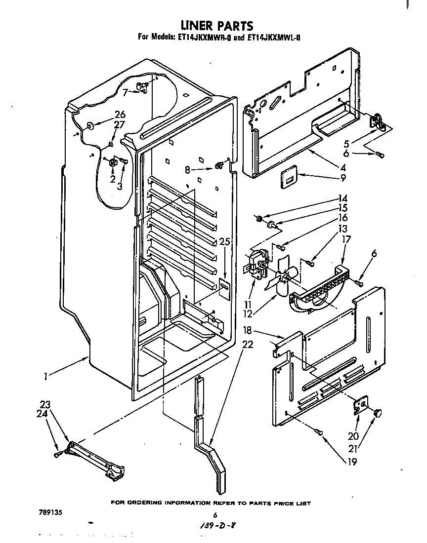 Whirlpool ET17JKXMWR0 liner diagram