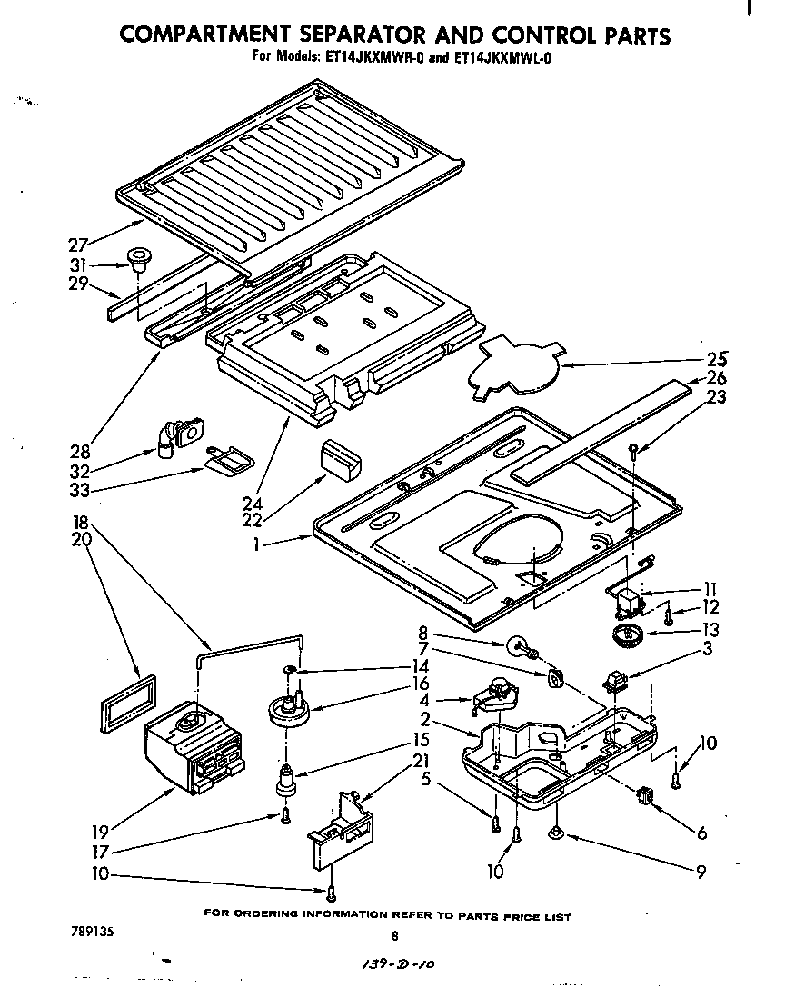 Whirlpool ET17JKXMWR0 compartment separator and control diagram
