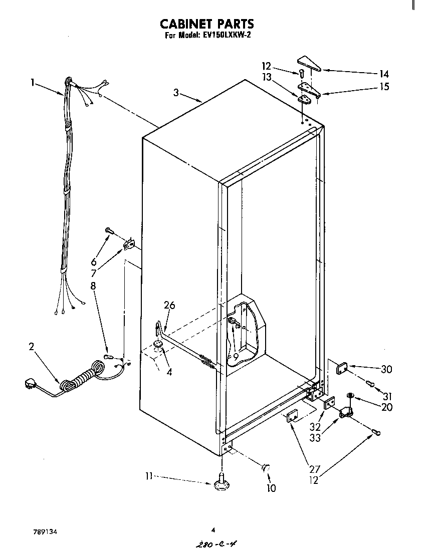 Whirlpool EV150LXKW2 cabinet diagram