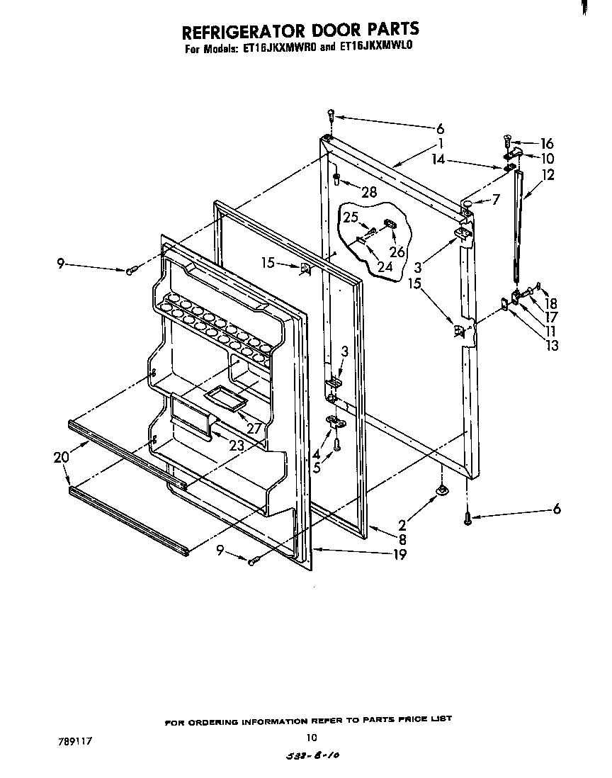 Whirlpool ET16JKXMWR0 refrigerator door diagram