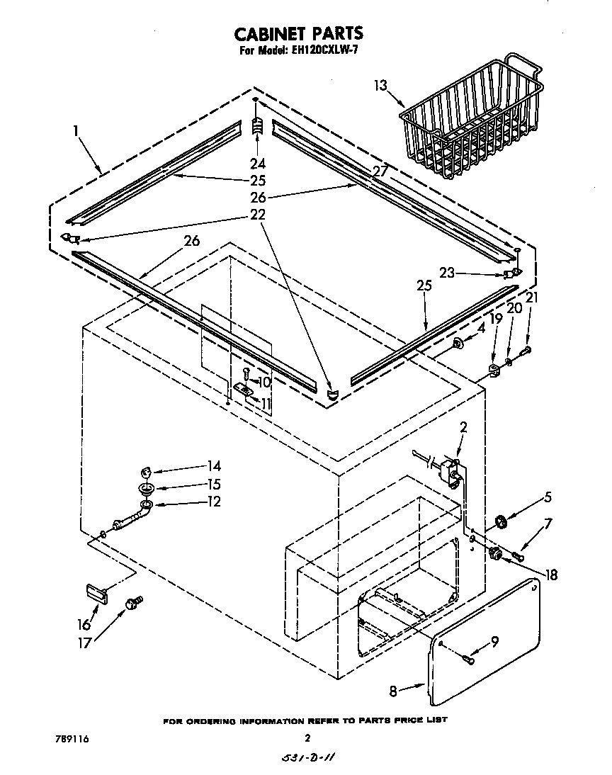 Whirlpool EH120CXLW7 cabinet parts diagram