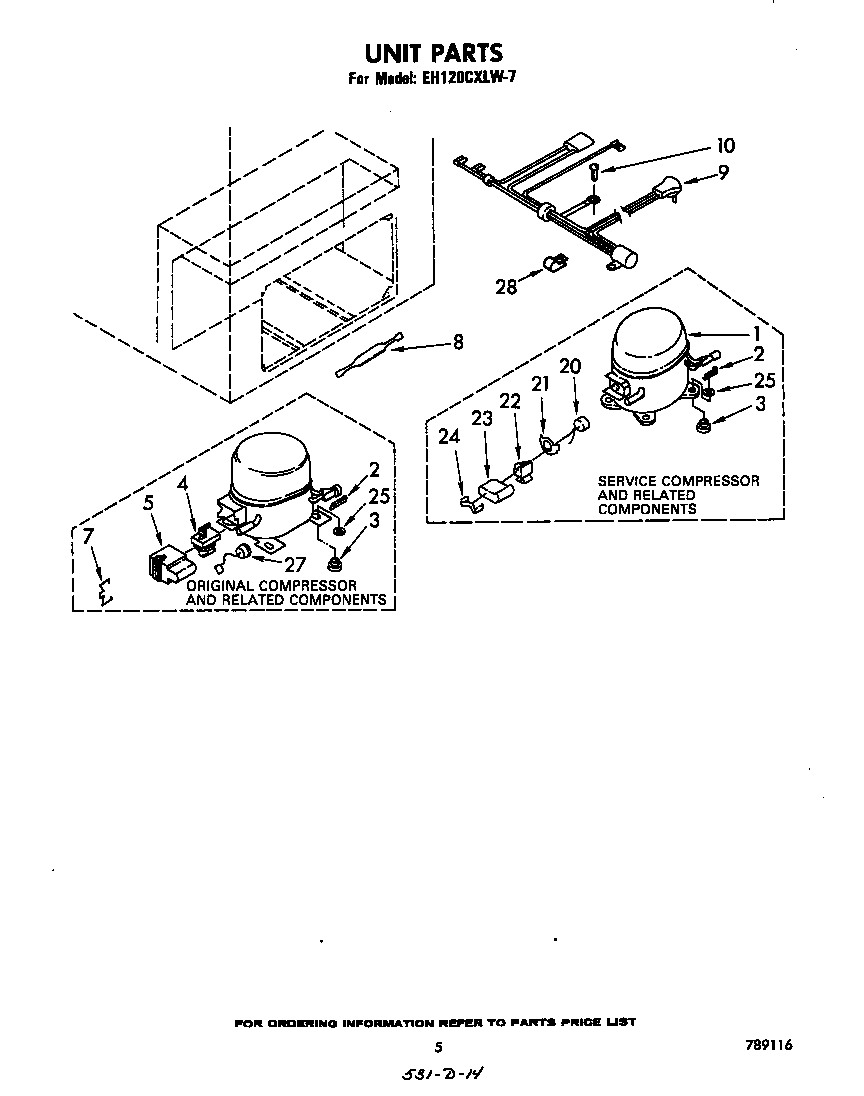 Whirlpool EH120CXLW7 unit parts diagram