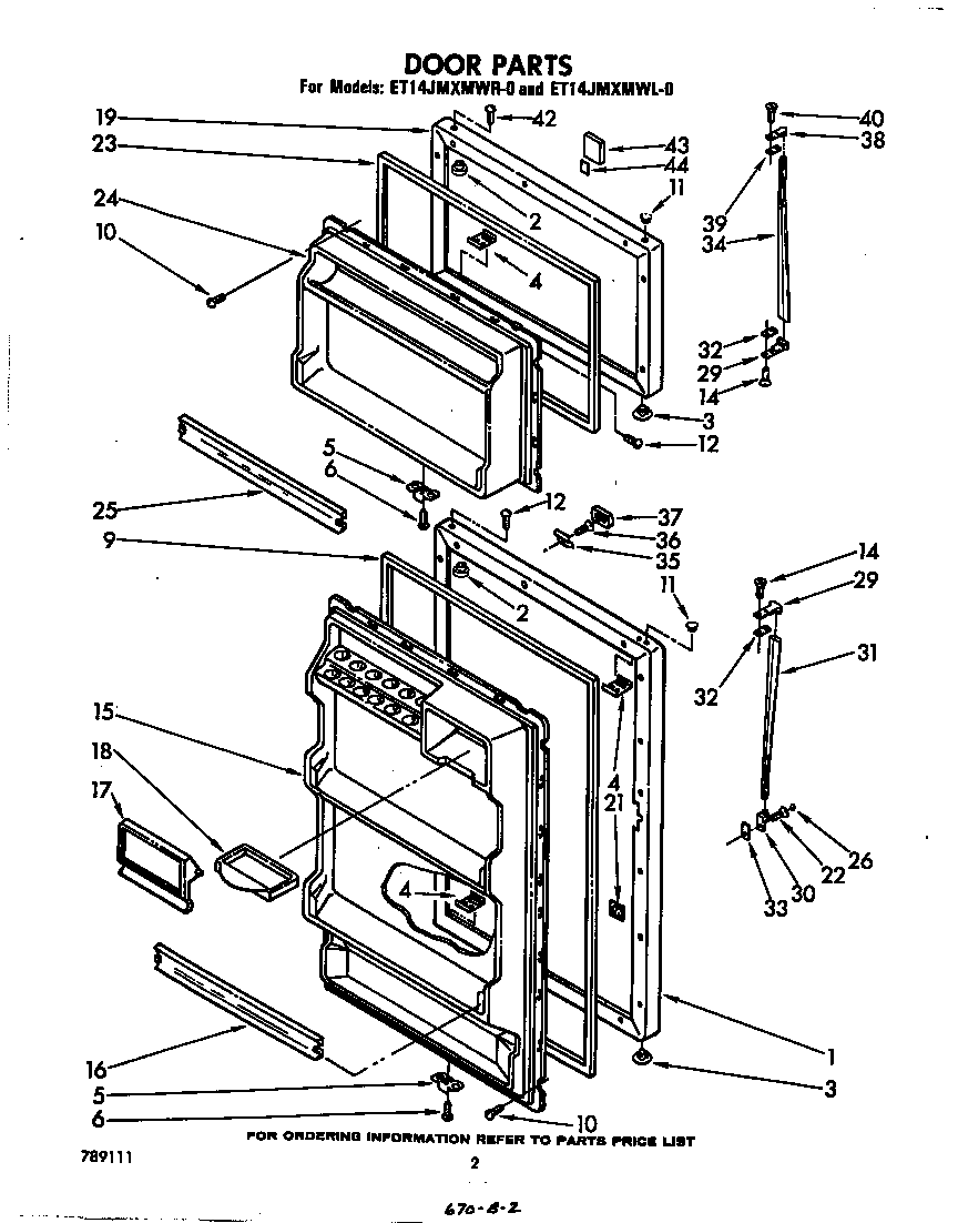 Whirlpool ET14JMXMWR0 door diagram