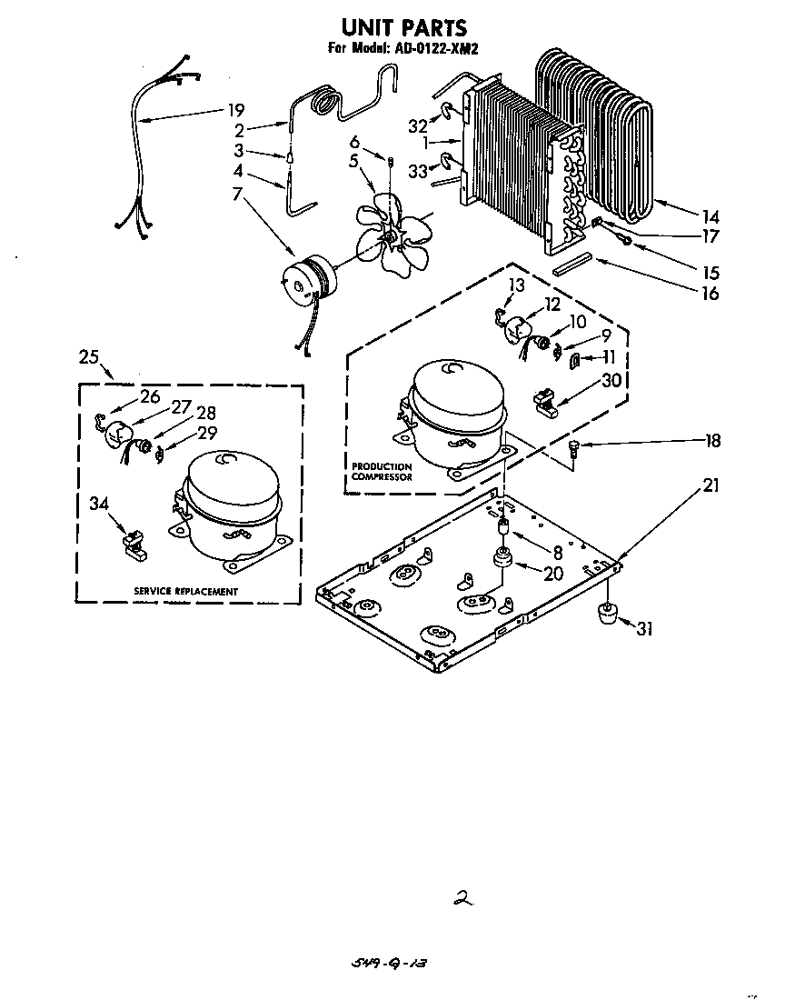 Whirlpool AD0122XM2 unit parts diagram
