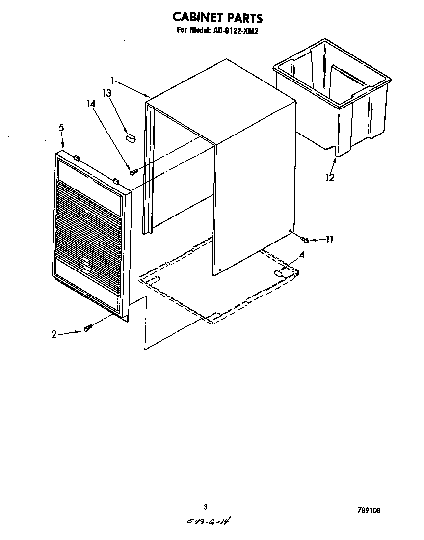 Whirlpool AD0122XM2 cabinet parts diagram