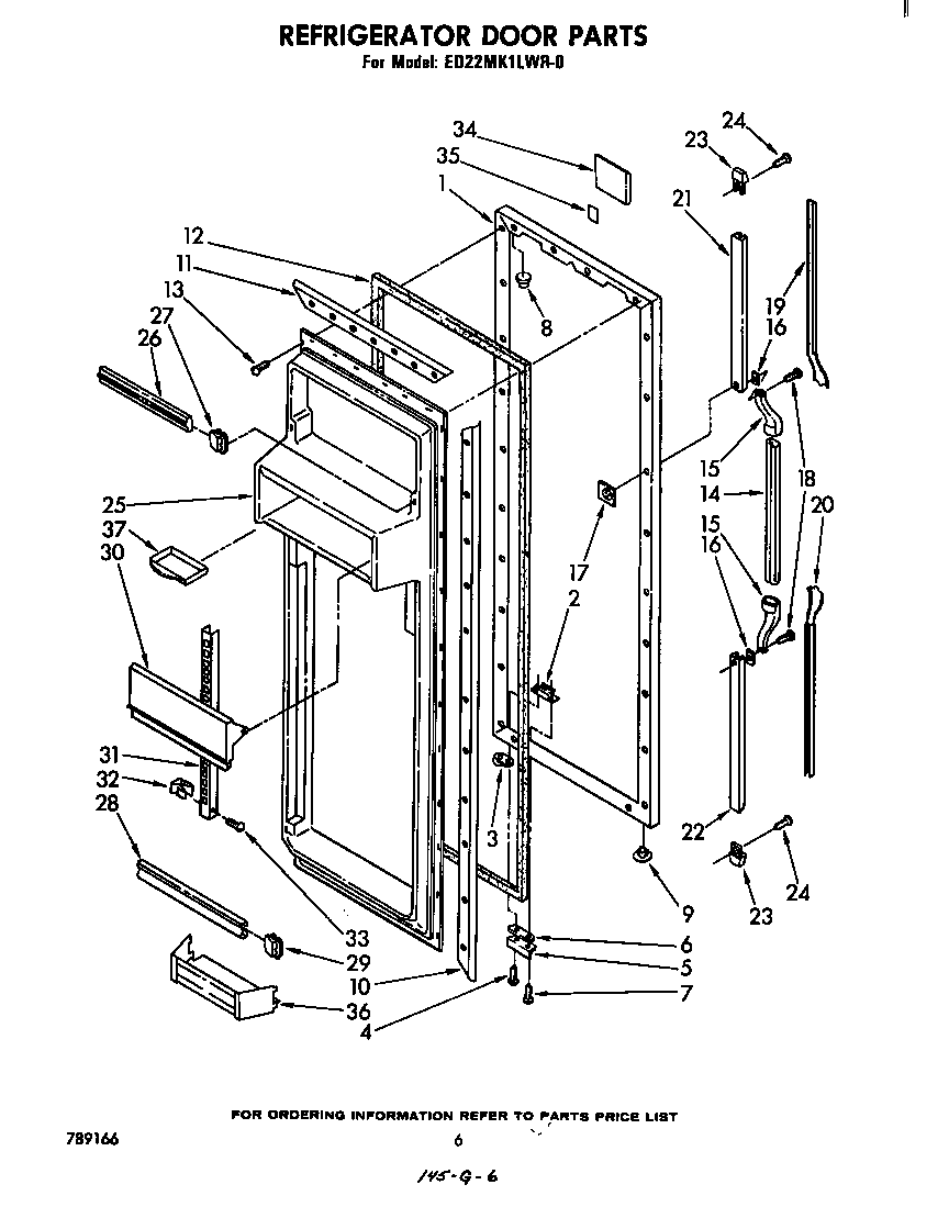 Whirlpool ED22MK1LWR0 refrigerator door diagram