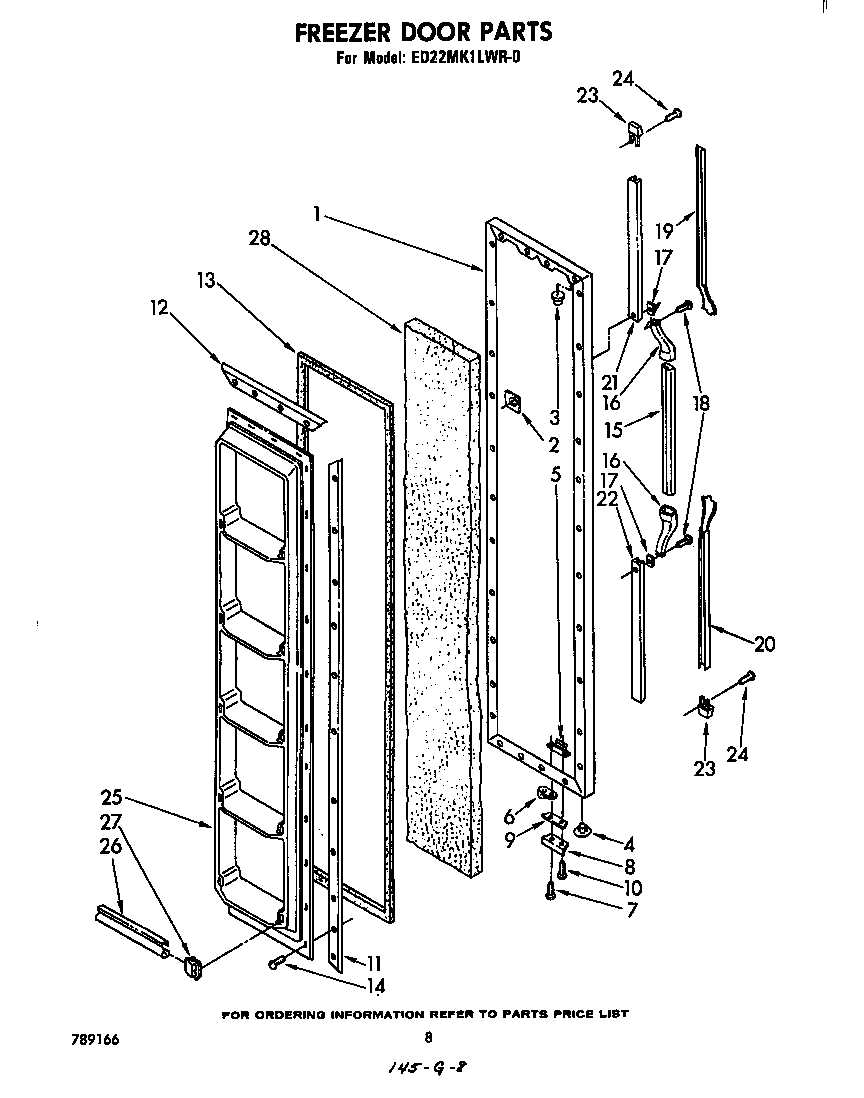 Whirlpool ED22MK1LWR0 freezer door diagram
