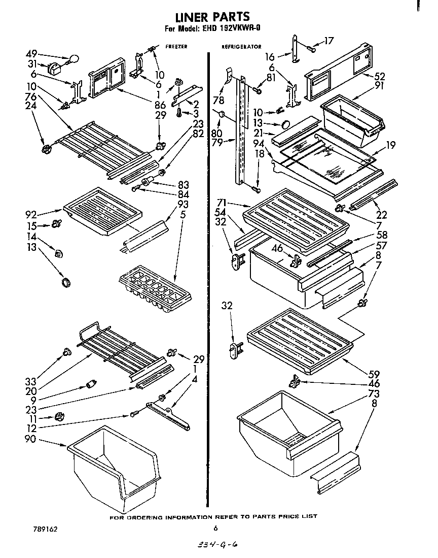 Whirlpool EHD192VKWR0 liner diagram