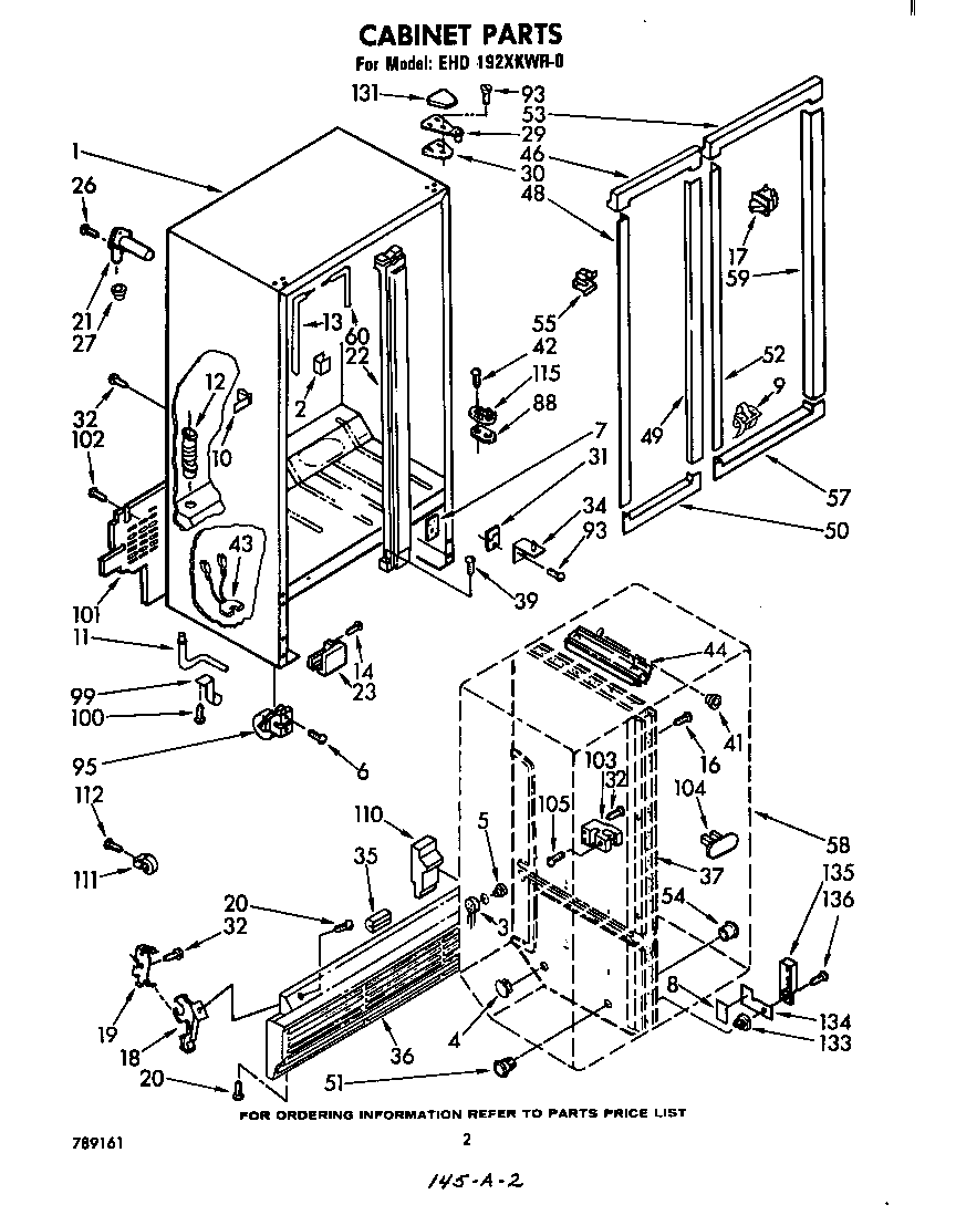 Whirlpool EHD192XKWR0 cabinet diagram