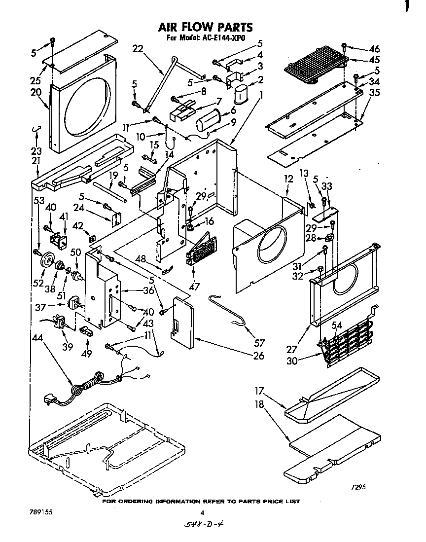 Whirlpool ACE144XP0 air flow parts diagram