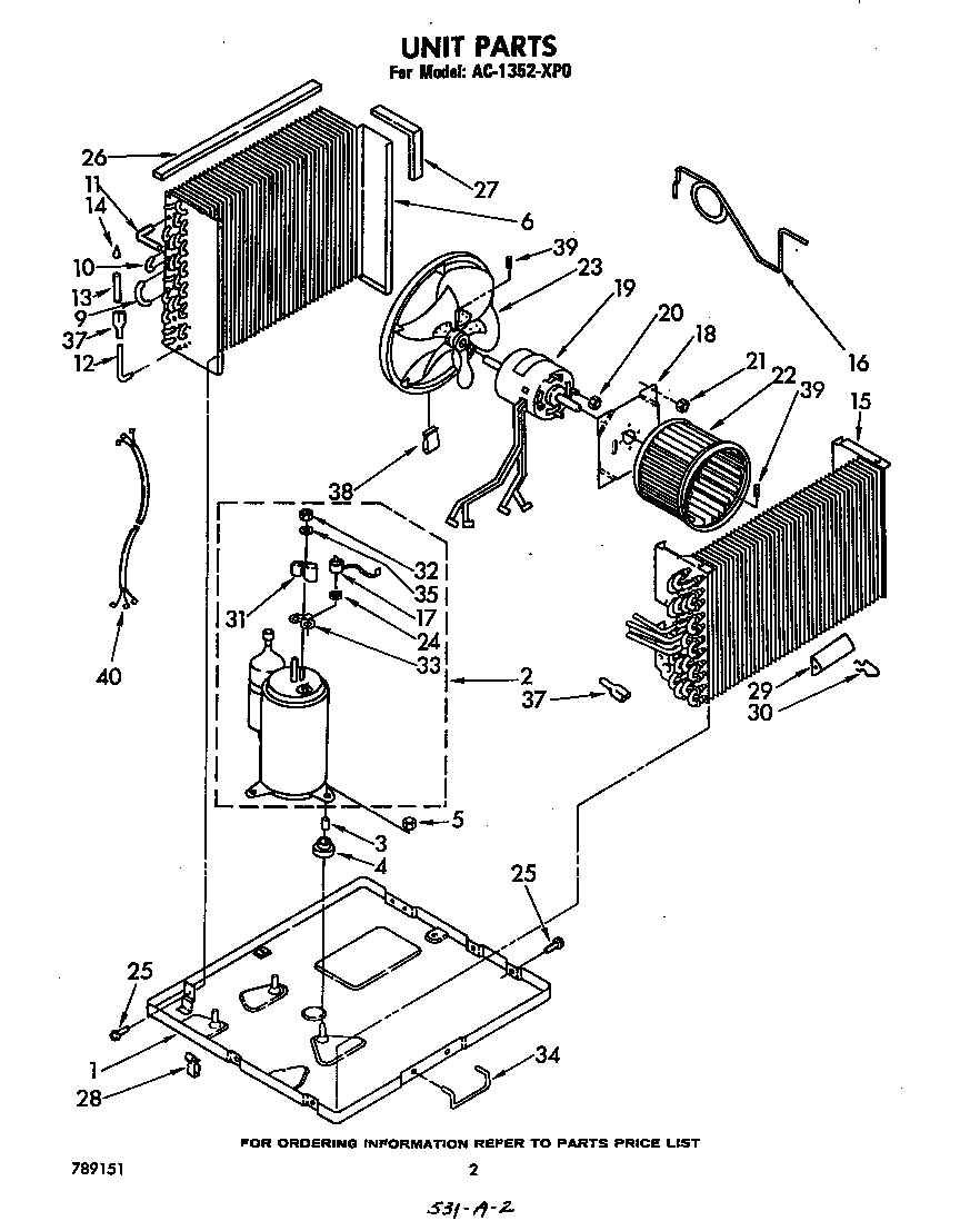 Whirlpool AC1352XP0 unit parts diagram