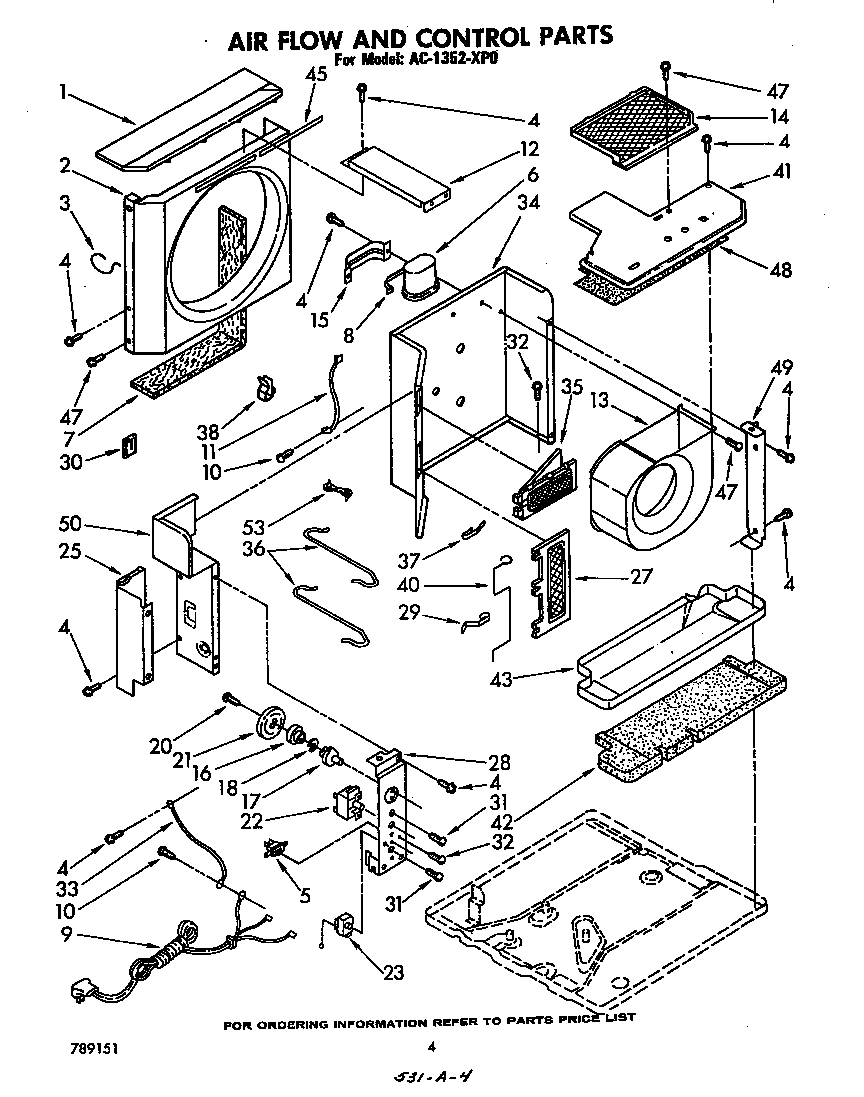 Whirlpool AC1352XP0 airflow and control diagram