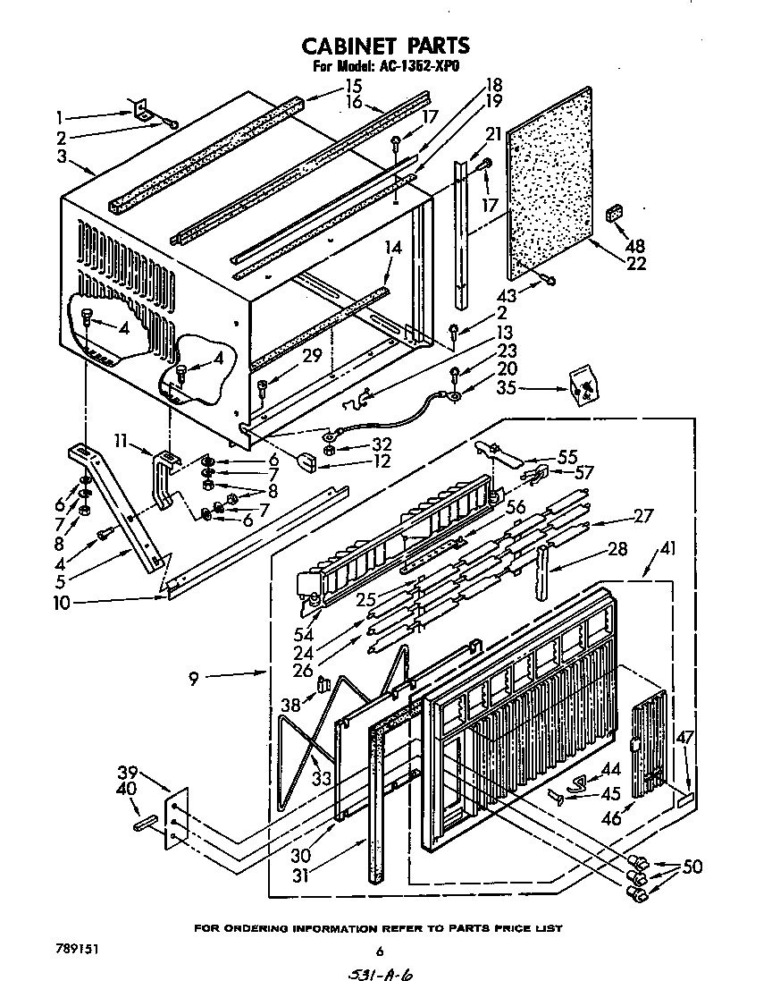 Whirlpool AC1352XP0 cabinet diagram