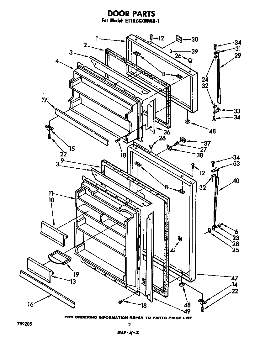 Whirlpool ET18ZKXMWR1 door diagram