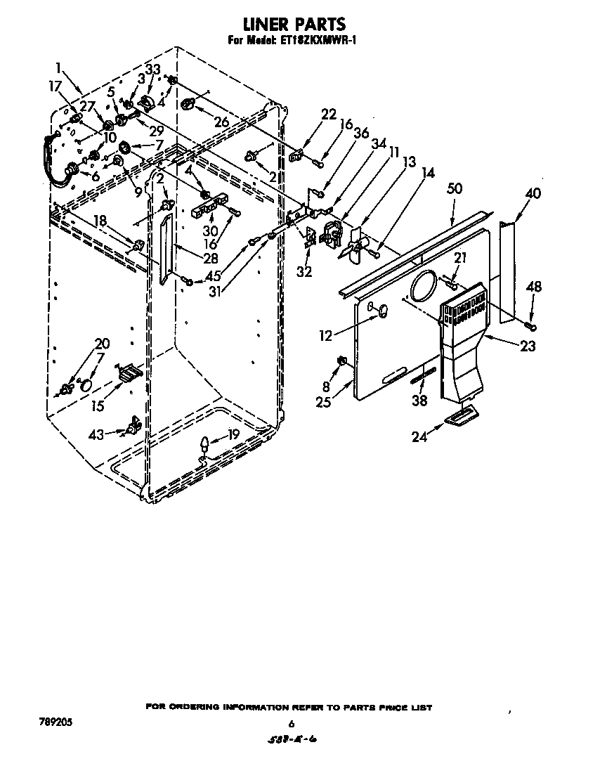 Whirlpool ET18ZKXMWR1 liner diagram