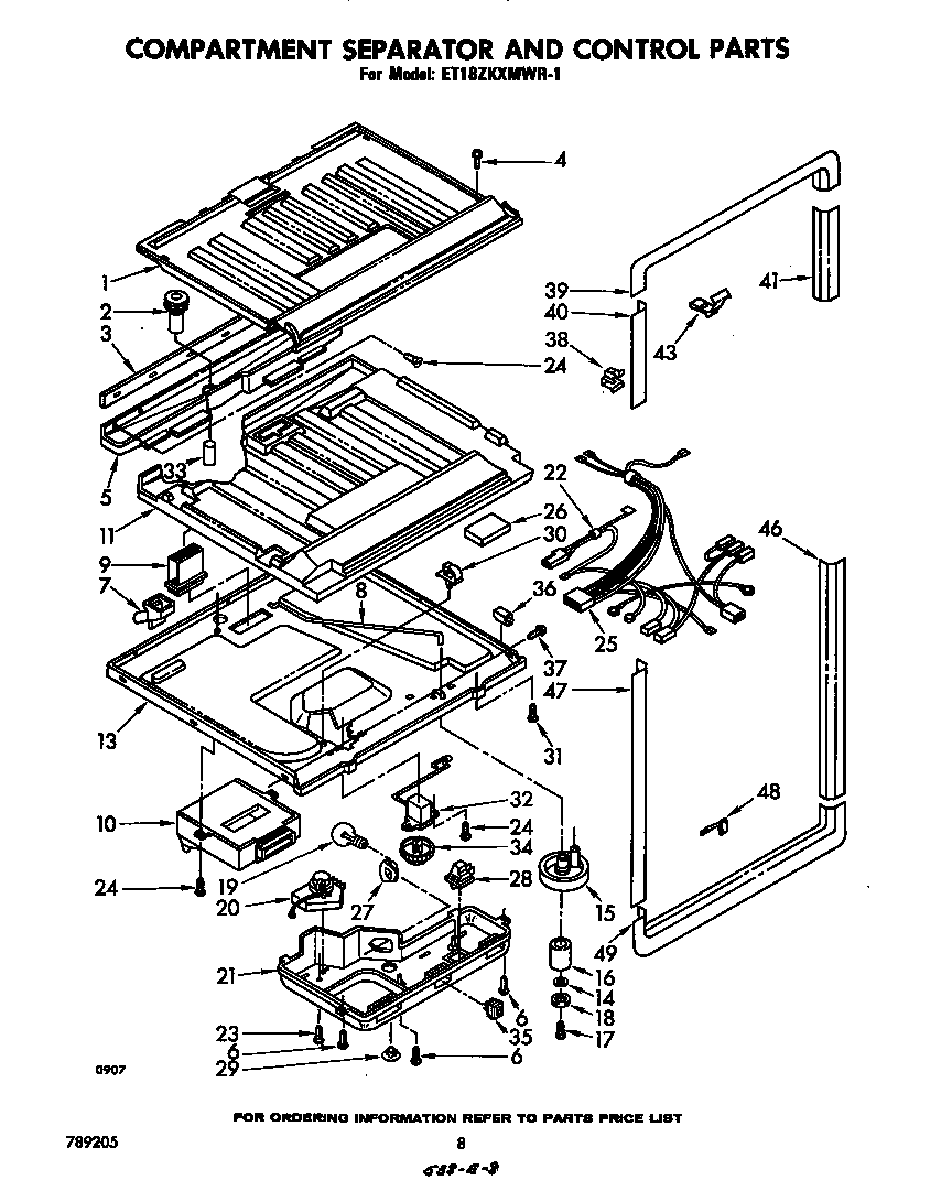 Whirlpool ET18ZKXMWR1 compartment separator and control diagram