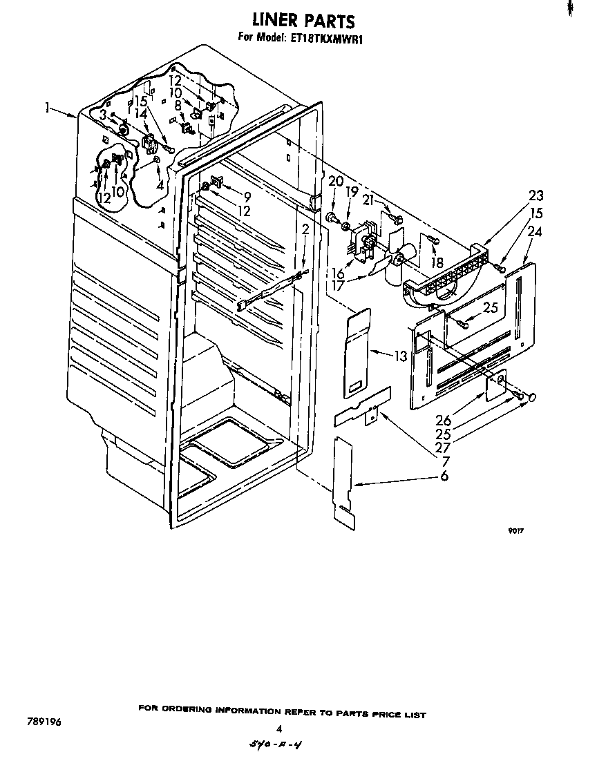 Whirlpool ET18TKXMWR1 liner diagram