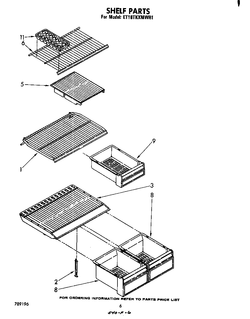 Whirlpool ET18TKXMWR1 shelf diagram