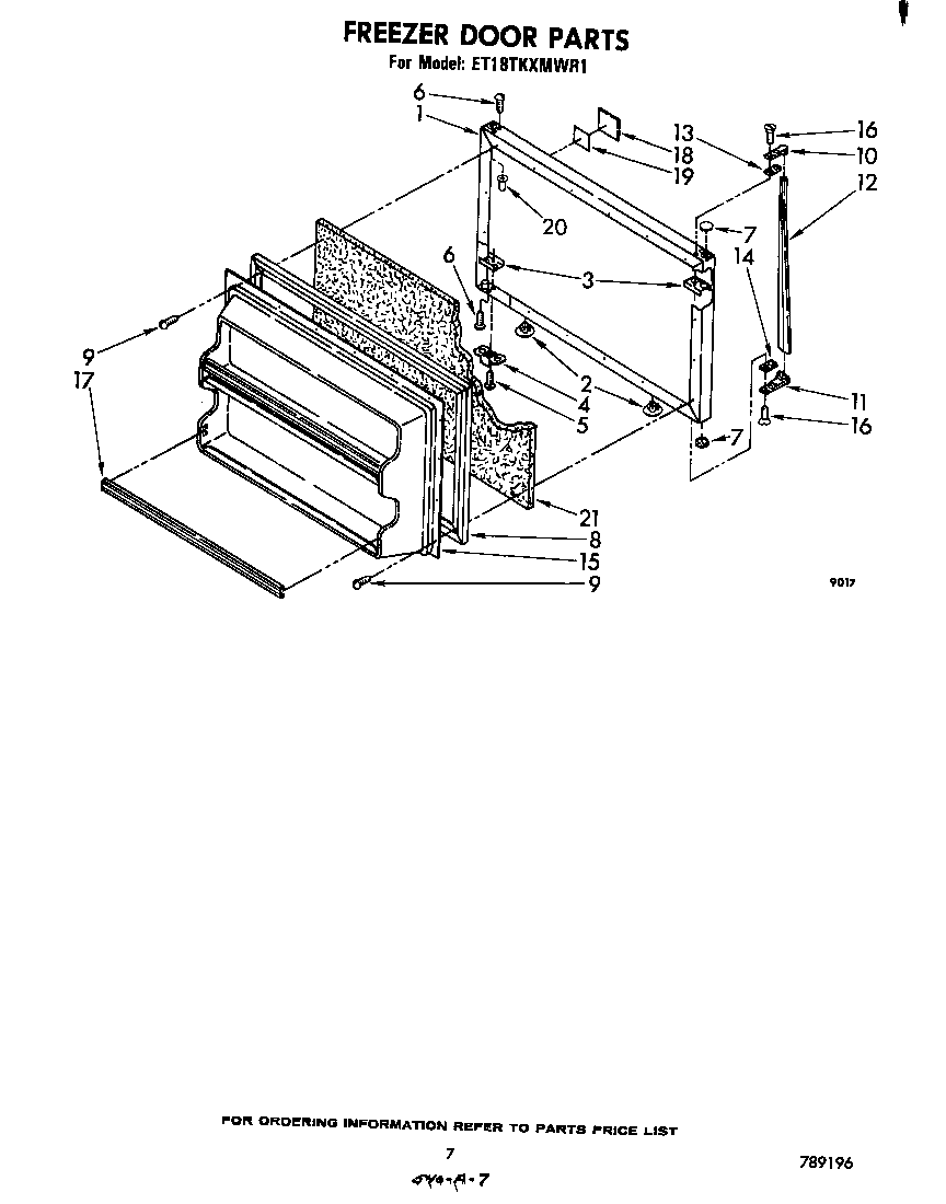 Whirlpool ET18TKXMWR1 freezer door diagram