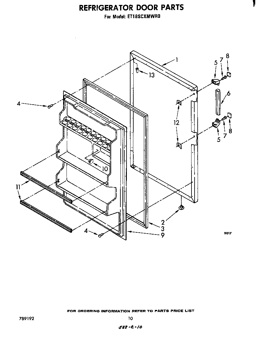 Whirlpool ET18SCXMWR0 refrigerator door diagram