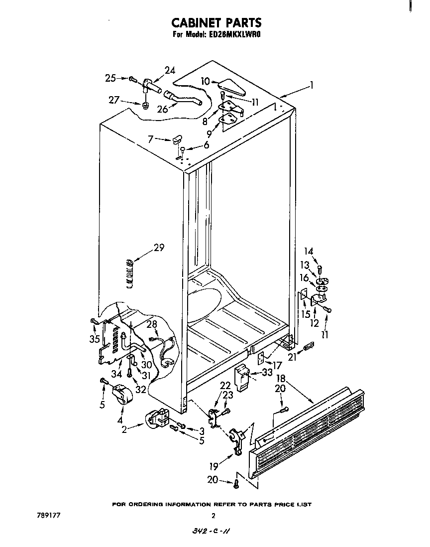 Whirlpool ED26MKXLWR0 cabinet diagram