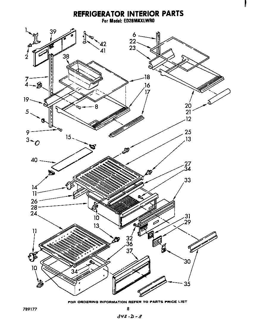 Whirlpool ED26MKXLWR0 refrigerator interior diagram