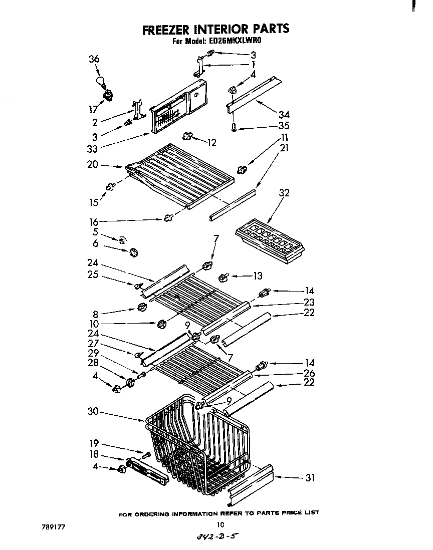 Whirlpool ED26MKXLWR0 freezer interior diagram