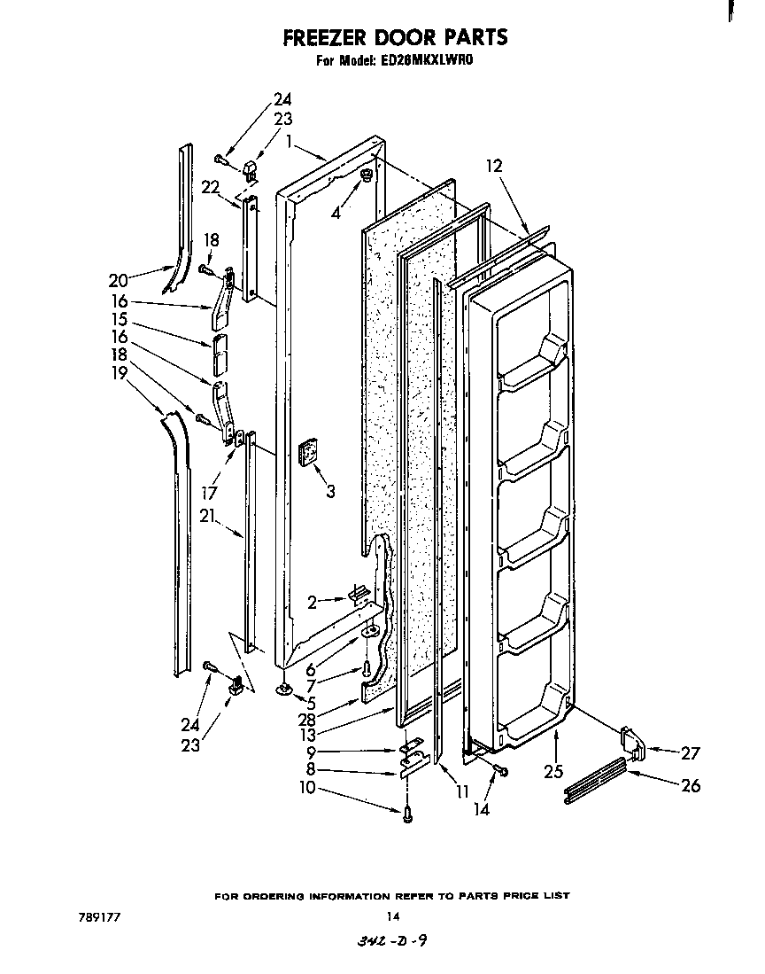 Whirlpool ED26MKXLWR0 freezer door diagram