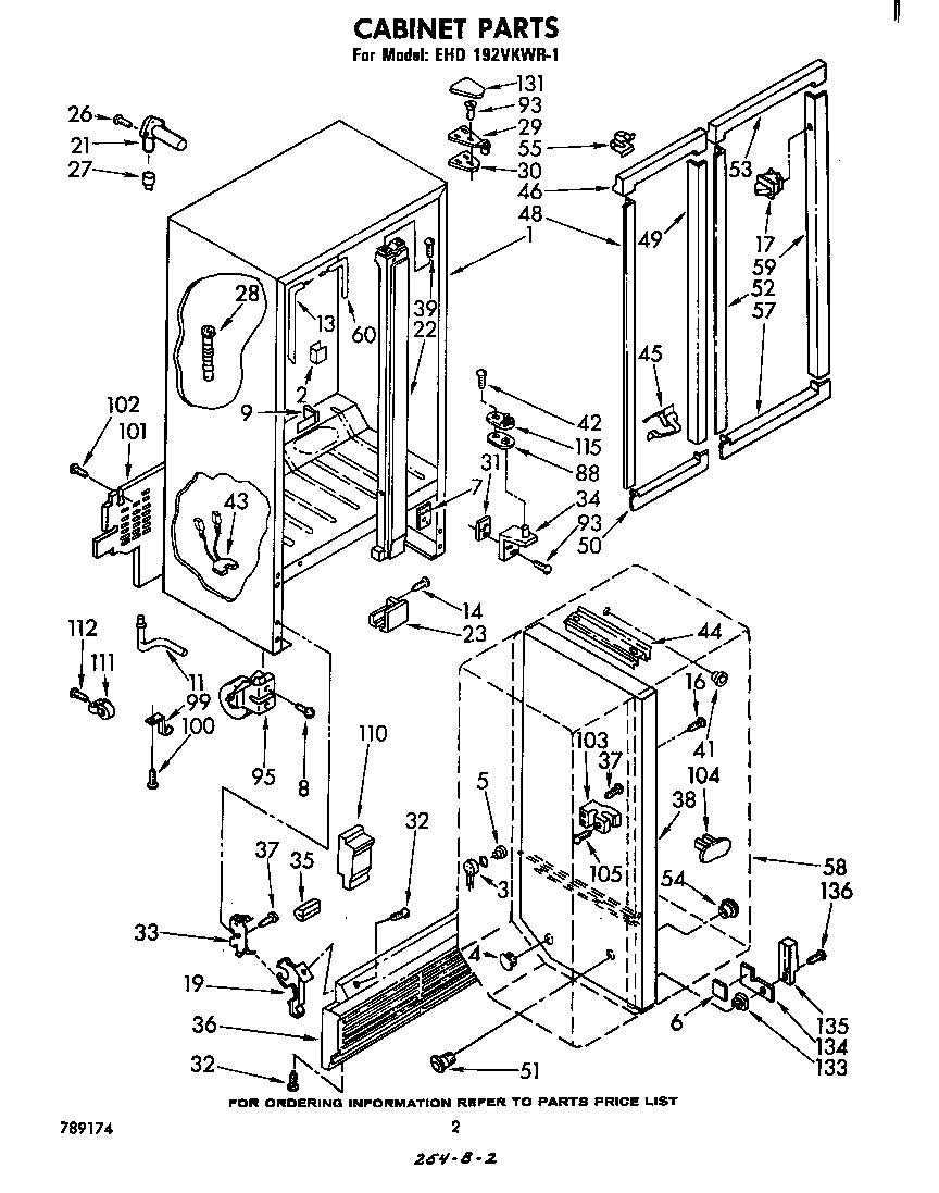 Whirlpool EHD192VKWR1 cabinet diagram