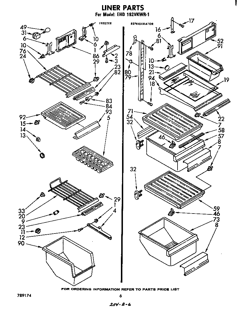Whirlpool EHD192VKWR1 liner diagram