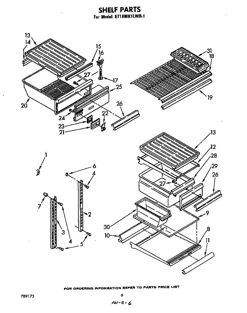 Whirlpool ET18MK1LWR1 shelf diagram