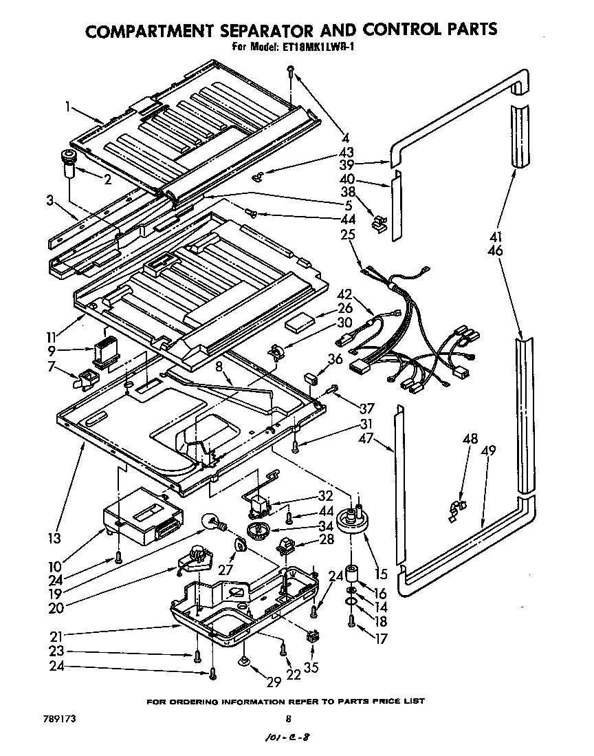 Whirlpool ET18MK1LWR1 compartment separator and control diagram