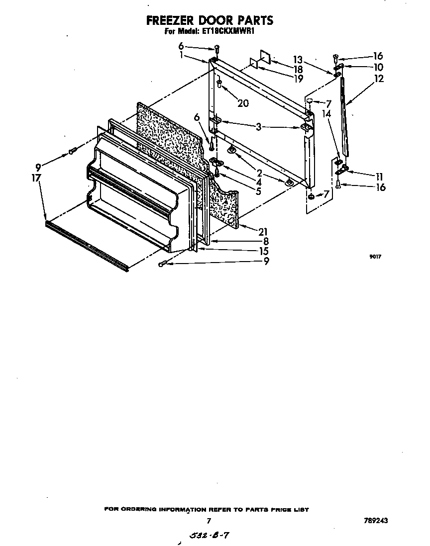 Whirlpool ET18CKXMWR1 freezer door diagram
