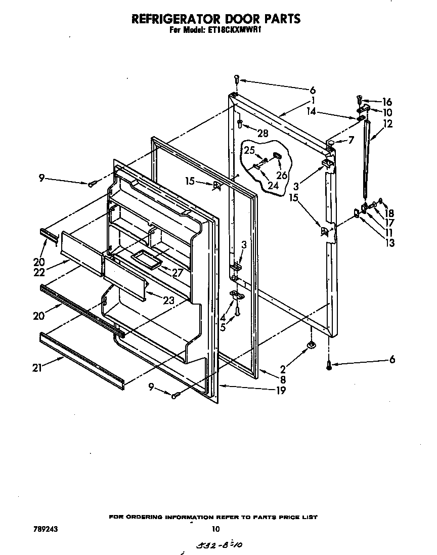 Whirlpool ET18CKXMWR1 refrigerator door diagram