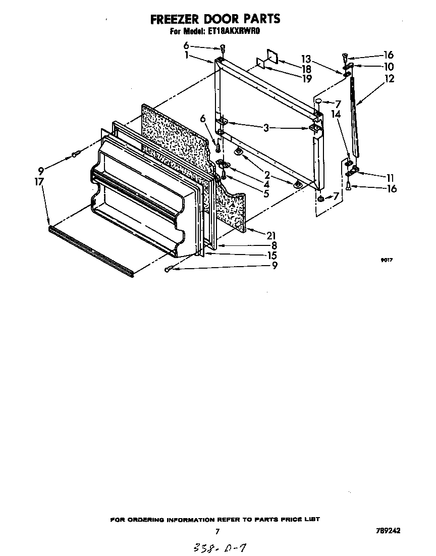 Whirlpool ET18AKXRWR0 freezer door diagram