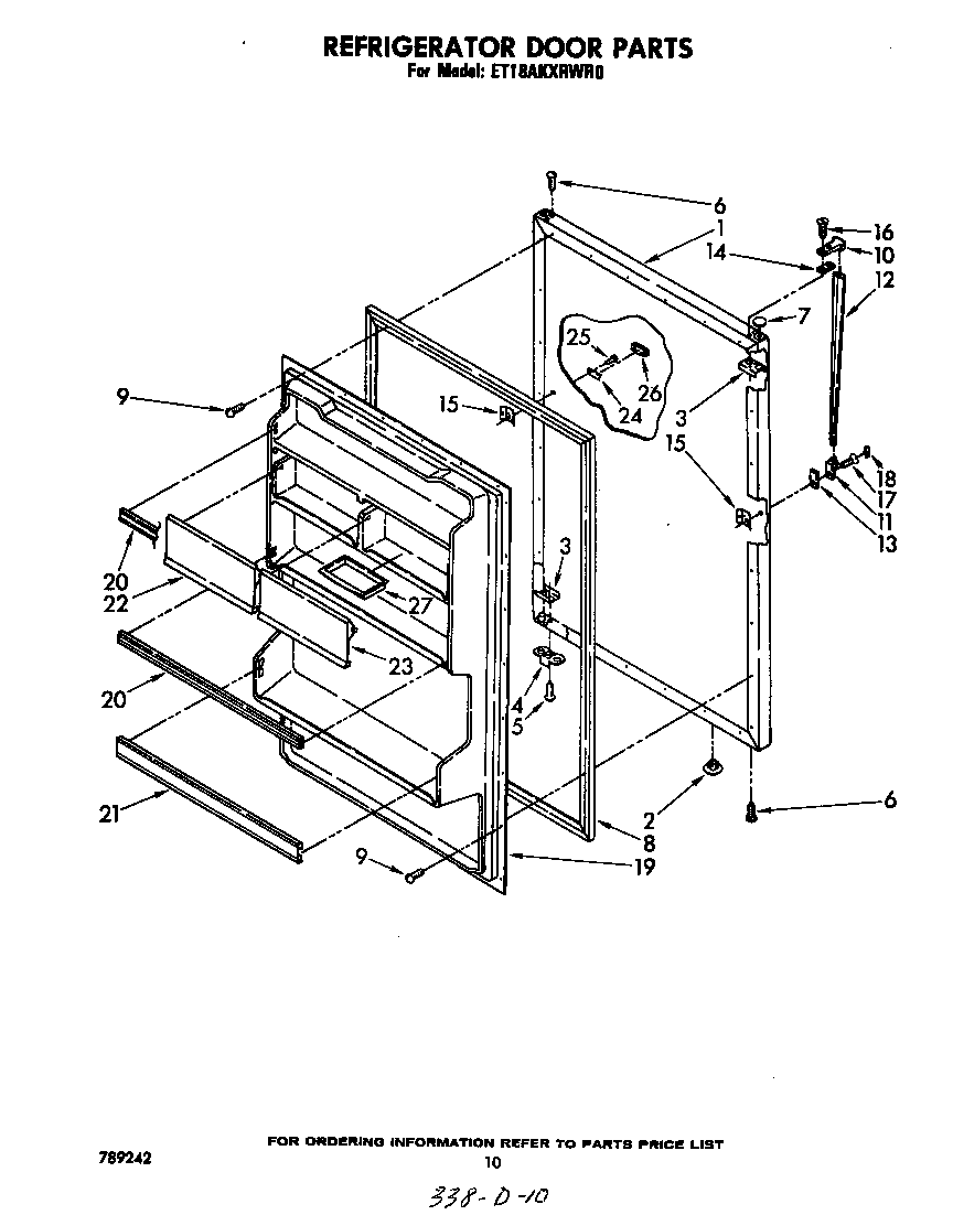 Whirlpool ET18AKXRWR0 refrigerator door diagram
