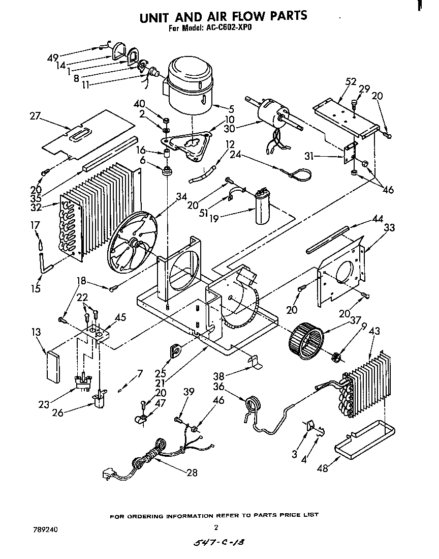 Whirlpool ACC602XP0 unit and air flow parts diagram