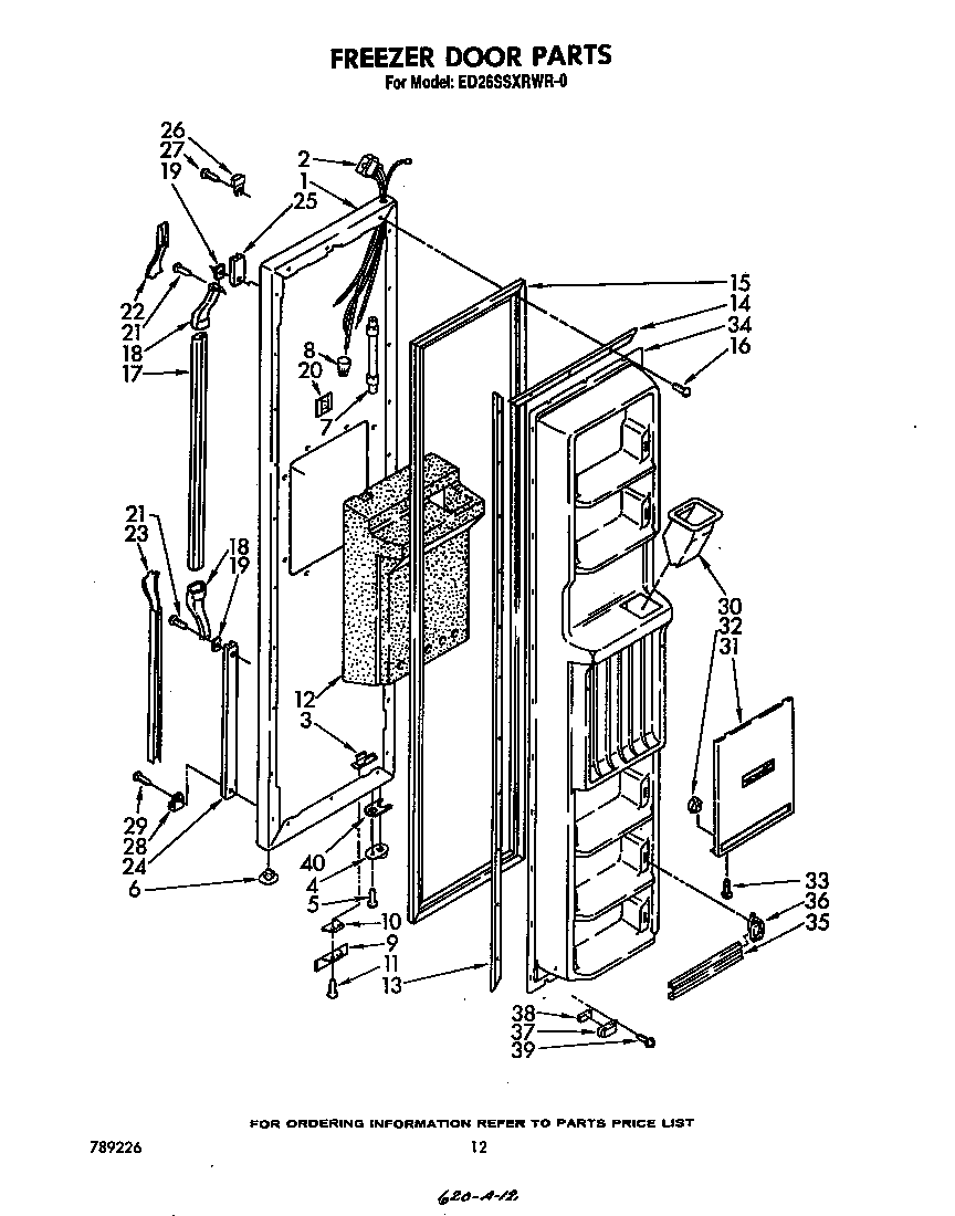 Whirlpool ED26SSXRWR0 freezer door diagram