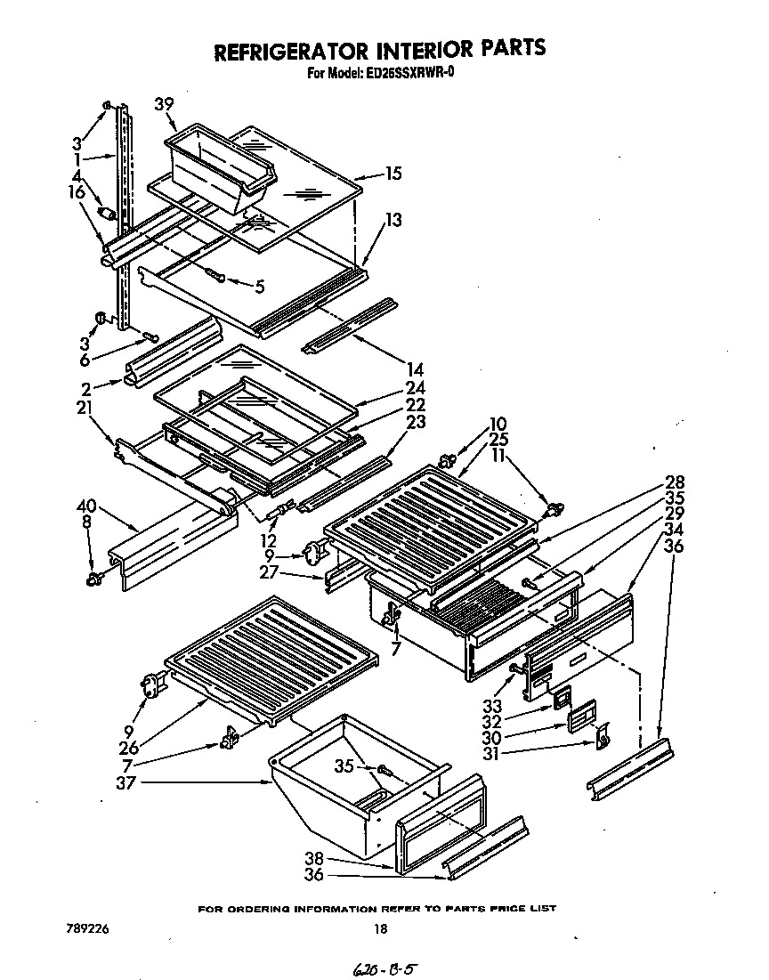 Whirlpool ED26SSXRWR0 refrigerator interior diagram