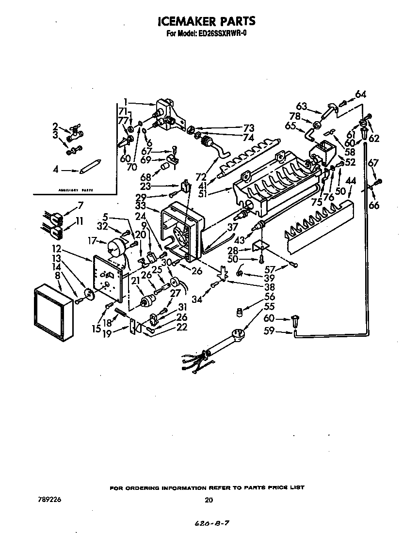 Whirlpool ED26SSXRWR0 ice maker diagram