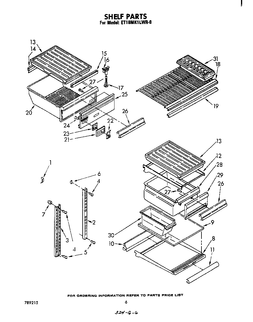 Whirlpool ET18MK1LWR0 shelf diagram